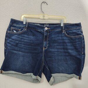 Ana Mid-Rise Denim Shorts Size 24W 6" Inseam Rolled Cuffs Dark Wash Casual